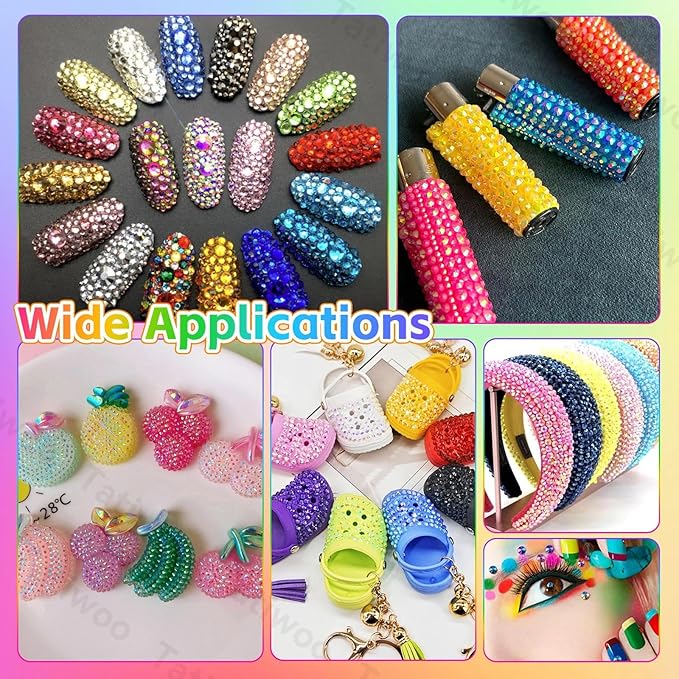 20000Pcs Color Resin Jelly Rhinestones for Bedazzling, 4mm Pink Blue Red White Colored Flatback Gems for Crafting, Jewels Bedazzling Kit for Clothing Shoes Bottle Diamond Nail Art Face DIY