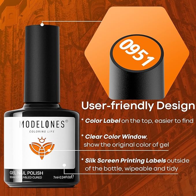 Modelones Gel Nail Polish Set, 12 Colors Christmas Winter Nude Brown Gel Polish Yellow Pumpkin Orange Sage Green Blue Wine Dark Red Nail Gel Polish Set Soak OFF LED Nail Art Gel Nail Gift Salon DIY