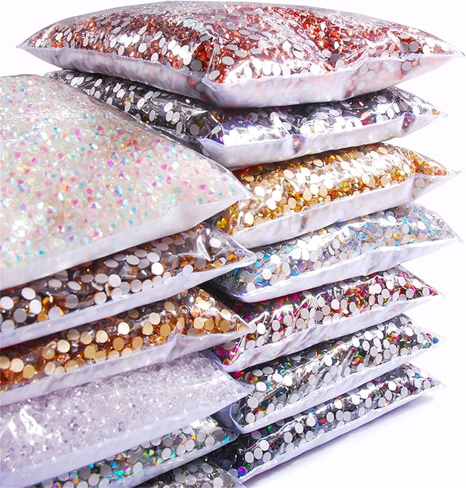 SS3-SS20 Crystal Glass Rhinestone Round Shape Flatbase Strass for DIY Nail Art Decorations Craft Making 14400PCS/Bag (SS16：3.8-4.0mm, Dark Green)