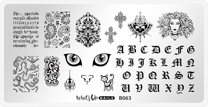Whats Up Nails - B063 Goth is the New Black Stamping Plate for Halloween Nail Art Design