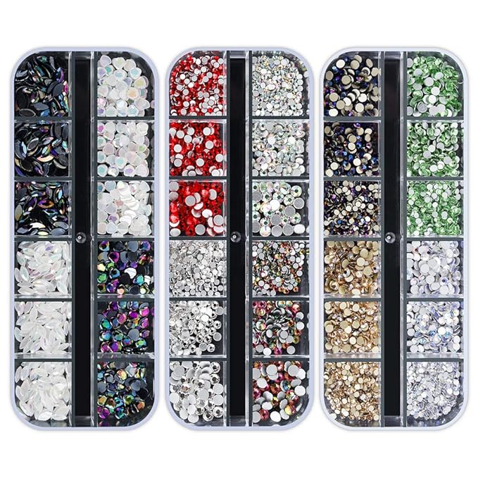 Artdone 12 boxes Nail Rhinestones,Nail Gems Nail Diamonds,Nail Art Studs Nail Crystals Nail Sequins for Nails Kit with 1 Tweezers and 3 Pen for Nail Art Supplies Accessories……