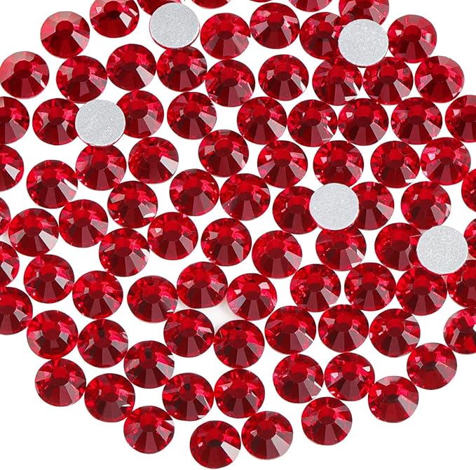 Beadsland 2880pcs Flat Back Crystal Rhinestones Round Gems for Nail Art and Craft Glue Fix,Dark Siam,SS10,2.7-2.9mm