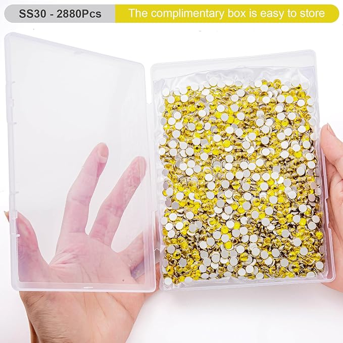 Flatback Rhinestones Bulk, 14400PCS Citrine Rhinestones for Clothes DIY Decoration Crafts, Citrine, SS16, 3.8-4.0mm