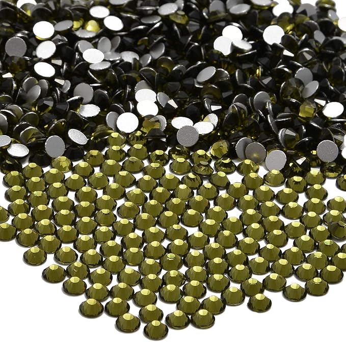 NCB 2000pcs Flatback Round Glass Nail Art Rhinestones Crystal for DIY Making Accessories Shoes, Clothes, Face Art, Bags, Manicure (Olivine, SS8 2000pcs)