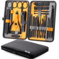 Nail Clippers Sets High Precisio Stainless Steel Nail Cutter Pedicure Kit Nail File Sharp Nail Scissors and Clipper Manicure Pedicure Kit Fingernails & Toenails with Portable cas (Yellow/Gray_25 in 1)