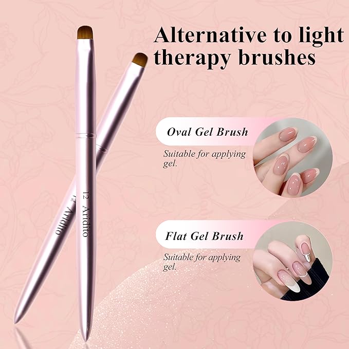 4pcs Pink Metal French Nail Brush | Professional French Tip Brush | Nail Clean Up Brush (#10,#12,#14,#16)