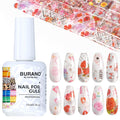 BURANO Nail Art Nail Foil Glue Gel, o.5 oz with 10PCS Foil Stickers Set Nail Foil Glue for Nails Foil Transfer Gel, Nail Design DIY UV LED Lamp Required (Love 23)