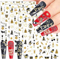 Keluna New Year Nail Stickers - 6 Sheets Happy New Year 2025 Nail Art Sticker, Glitter Gold Christmas Nail Decals, 5D Fireworks Champagne Eve Nail Decal Designs for Women Girls Manicure Decoration