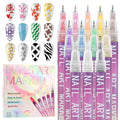 EBANKU 12 Colors Nail Art Pens Set, Nail Polish Pens for Nail Art Quick Drying 3D Acrylic Paint Markers for Painting Dotting Liner Pen Nail Salon DIY