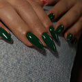 Dark Green Press on Nails Almond Shaped Medium Almond Nails Press on Neutral Acrylic Nails Reusable Fake Nails for Women Girls, Glue on Nails Medium Length Stiletto False Nails Gel Artificial Nails