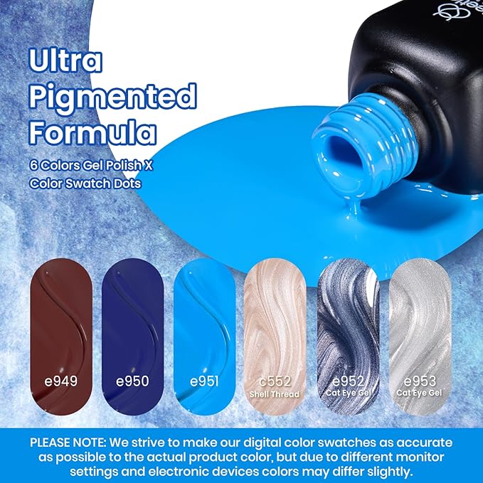 Beetles Cat Eye Gel Polish – Glamorous Metamorph 6 Color Gel Nail Polish Set, Blue Brown Pearl with Magnet Soak Off Uv LED for Salon Manicure Art DIY Back to School Nails