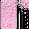 16000Pcs Resin Jelly Rhinestones with Tweezers for Crafting, Light Pink AB 2-6mm Mixed Sizes Flatback Gems, Bedazzling Crystal for DIY Crafts Clothing Tumblers Mugs Shoes Fabric Nail Art
