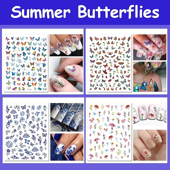 TailaiMei 24 Sheets Holiday Nail Stickers, Halloween, Christmas, Fall, Valentine Mixed All Seasons Variety Pack for Year-Round Seasonal Nail Art Decorations, Self-Adhesive Design Nail Decals