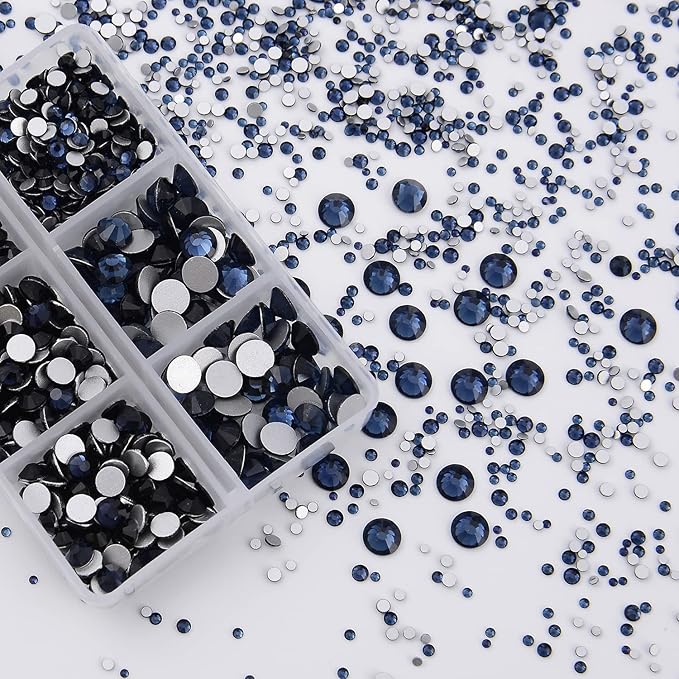 NCB 8000pcs Non Hotfix Rhinestones 10 Sizes Flatback Crystal Glass Rhinestones with Tweezers and Picking Pen for Nail Art Clothes Bags Phone Decorations Crafts DIY (027 Montana Mix SS3-SS30)