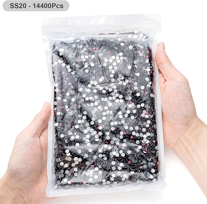 Flatback Rhinestones Bulk, 14400PCS Purple Rhinestones for Clothes DIY Decoration Crafts, Purple, SS20, 4.6-4.8mm