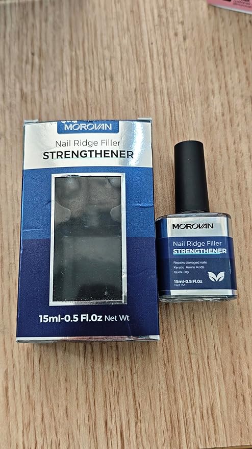 Morovan Nail Strengthener and Growth: Clear Nail Polish Hardener for Damaged Nails Treatment Natural Keratin Repair Ridge Filler Prevents Discoloration Crack Thin