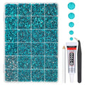 Teal Blue Crystal Resin Rhinestones w B7000 Glue for Bedazzling Crafting 2-6mm Flatback Stones Gems Turquoise Diamonds Crystals Bedazzler Kit for Nails Face Eyes Makeup Tumblers Bottles Crafts