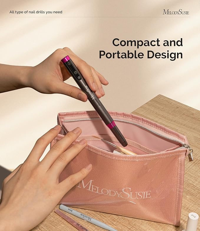 MelodySusie Pen-Shaped Ultra-Slim Cordless Nail Drill, PM170F 30000RPM Portable Rechargeable Electric File with LED Display for All Manicure, Nail Care, Shaping & Gel Removal for Advanced Home Use