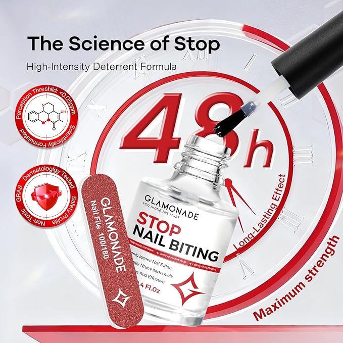 2-in-1 Stop Nail Biting Treatment Kit: Extra Bitter Polish to Deter Biting & Professional Nail File to Smooth Jagged Edges Complete Solution to Remove Biting Triggers for Kids & Adults