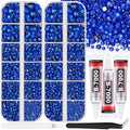 12000Pcs Resin Rhinestones for Bedazzling with 3Pcs B7000 Jewelry Glue, 2 Boxes Royal Blue Flatback Rhinestones for Crafting Crafts DIY, Crystals Gems for Clothing Shoes Tumblers Nail Art Makeup