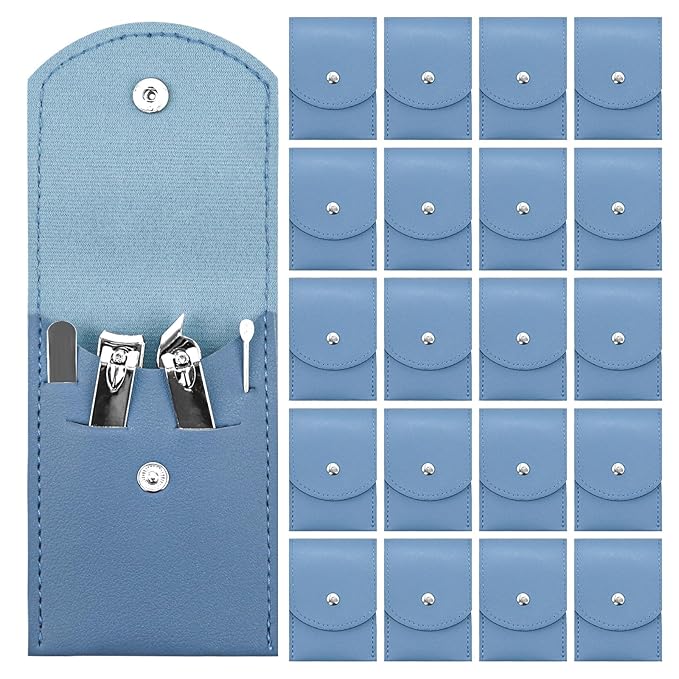 20 Sets Manicure Set Bulk, Nail Clippers Kit Stainless Steel Fingernail Clippers Set, Sturdy Nail Tip Cutter Trimmers Professional Grooming Toenail Clippers Personal Pedicure Kits Gift (Blue 4 in 1)