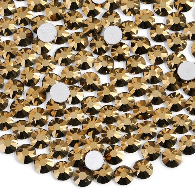 Beadsland 1440pcs Flat Back Crystal Rhinestones Round Gems for Nail Art and Craft Glue Fix, Aurum, SS16, 3.8-4.0mm