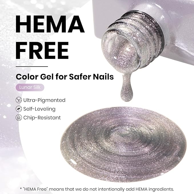 Beetles Lunar Silk Silver Cat Eye Gel Nail Polish - 15ML Silver Cat Eye Glitter Gel Polish Magnetic Shimmer Effect Soak Off UV French Nail Art Design Salon DIY Manicure Gifts for Wome