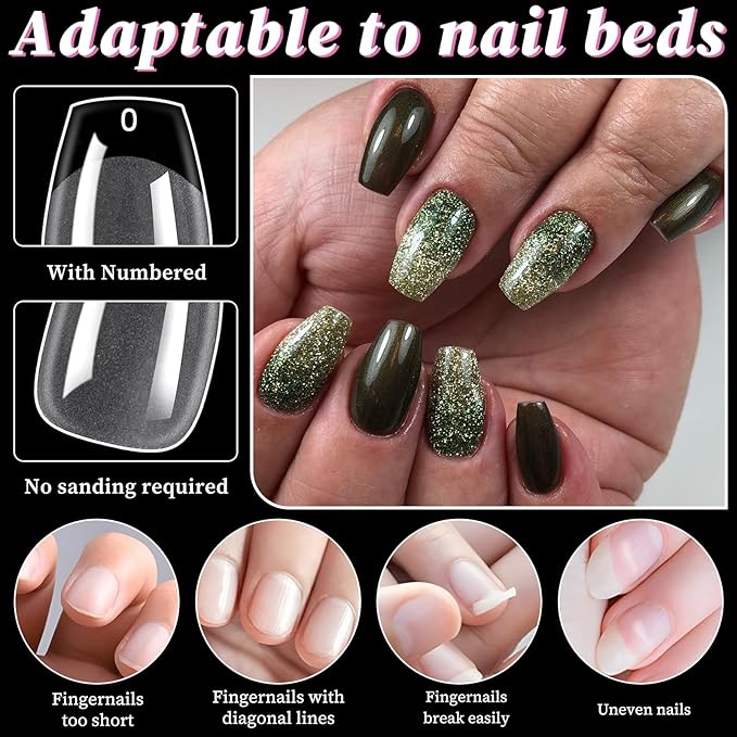 300pc Short Coffin Gel Nail Tips Clear Fake Nail, Clear Press on Nails Short Coffin Soft Gel Nail Tips Ballerina Acrylic Nails Full Cover False Nail Artificial Fingernail for Nail Extensions 15 Sizes