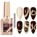 Cats Eye Gel Nail Polish, Dark Brown Magnetic Polish With Magnet, Glitter Holographic Shimmer Cateye Effect, UV Velvet Nail Art Manicure Salon DIY Home, 12ML