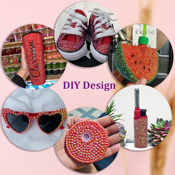 16000Pcs Resin Jelly Red AB Rhinestones for Crafting, Non Hotfix Flatback Gems, Bedazzling Crystal with 3Pcs 10ml B7000 Jewelry Glue for DIY Crafts Clothing Tumblers Shoes Fabric Nail Art