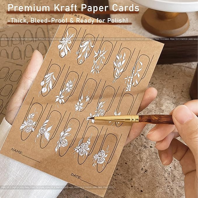 Nail Art Tools & Practice Kit - 6 Reusable Nail Design Training Cards with PVC Sheet, Beginner Nail Supplies for Gel Polish & Hand-Painting, Essential Art Supplies for Manicure Learning