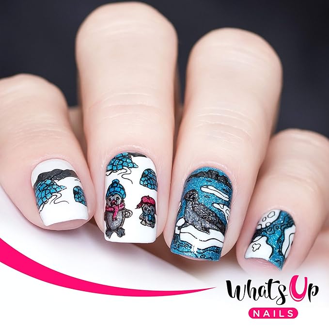 Whats Up Nails - Christmas New Year Winter Nail Stamping Plates (A022, B065) for Nail Art Design