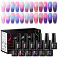 MEET ACROSS 12Pcs Color Changing Gel Nail Polish Set Temperature Mood Changed Glitter Nail Polish Gel Pink Purple Blue Gel Polish DIY Salon Gift for Women