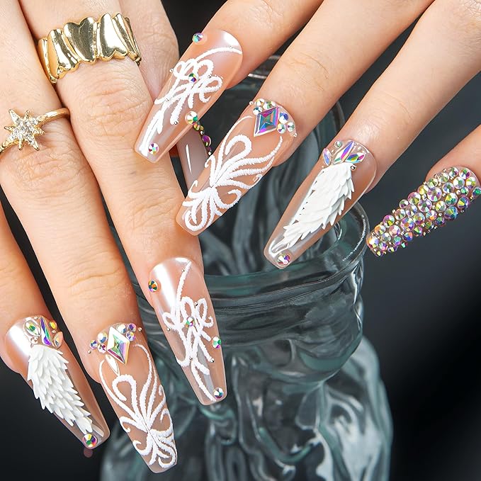 LOVFUL Short Press on Nails Like a Virgo | Handmade Acrylic Press ons | Reusable Fake False Nails | Coffin Classic Regular 1.3 in | H596-M