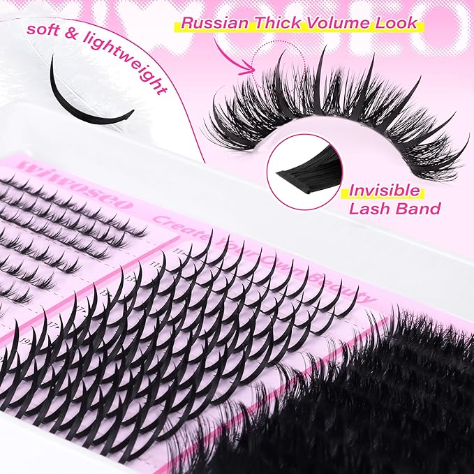 wiwoseo Spikes Lash Clusters with Bottom Lash Clusters Mega Volume Lashes Clusters Eyelash Extensions Wispy Eyelash Clusters Individual Lashes Spikes Manga Cluster Lashes with Spikes (5-21MM)
