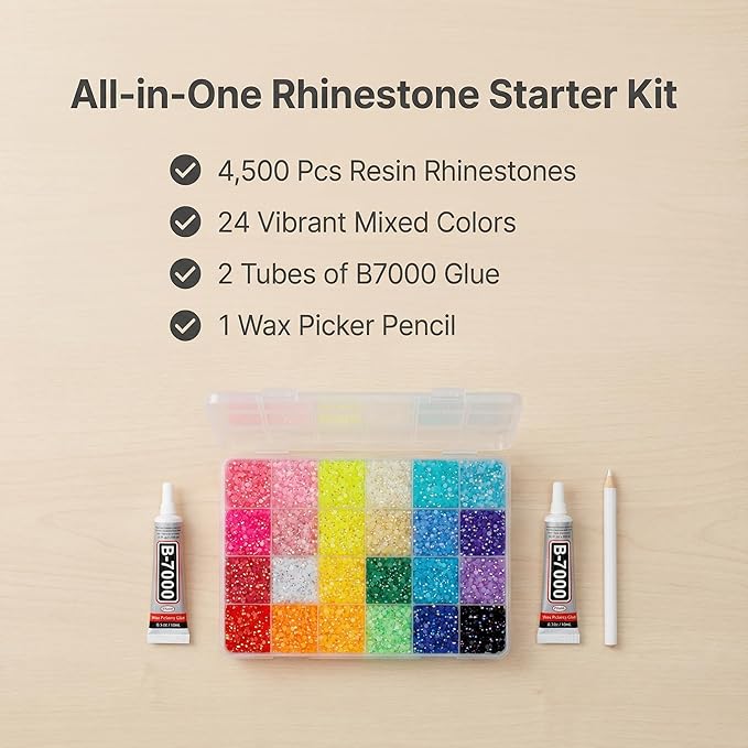4500Pcs 5mm Rhinestones for Bedazzling, Bedazzler Kit with Rhinestones and Tools, Flatback Resin Jelly AB Colorful Rainbow Crystals Gems Set with Glue for Nail Art Crafting Clothes Crafts