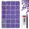 Dark Purple Crystal Resin Rhinestones w B7000 Glue for Bedazzling Crafting 2mm-6mm Flatback Stones Diamonds Crystals Gems Bedazzler Kit for Nails Face Eyes Makeup Tumblers Bottles Crafts Shoes