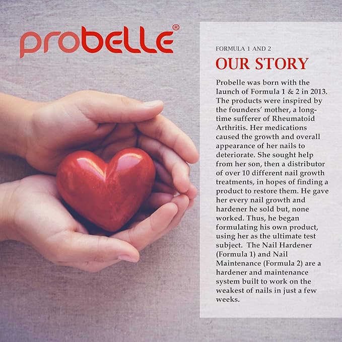 Probelle Nail Maintenance Formula 2, Nail Hardener and Strengthener for soft, brittle, and splitting nails - Reinforces, protects, conditions, strengthens, grows fingernails 5 fl oz/ 15 mL