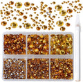 Bymitel 5000 Pieces 6 Mixed Sizes Glue Fix on Glass Rhinestones Round Crystal Gems Flatback for DIY Jewelry Making with one Picking Pen (6-Sizes 5000PCS, Topaz)