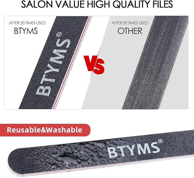 BTYMS 25 Count 180/240 Grit Nail Files for Natural Nails, Double Sided Emery Boards Fine Grit Nail Buffing Files