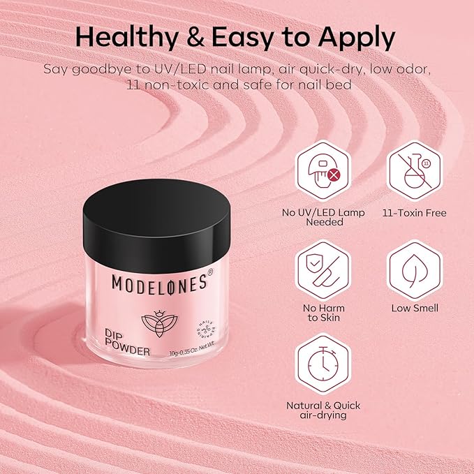 Modelones Dip Powder Nail Kit, 20 Colors Pink Blue Black White Nude Grey Dipping Powder Starter Set with Liquid Set Base&Top Activator French Nail Art Salon Long-Lasting DIY Manicure Kit