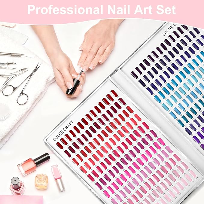 308 Colors Nail Display Swatches Book with 360 Tips for Nail Polish UV Gel Color Cards Nail Salon Tool Sample Display Nail Art for Nail Salons, DIY Nail Art at Home (Sliver)