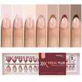 Beetles French Tip Press On Nails - Cocoa Mousse French | 7 Colors Short Almond Press On Nails Brown | 16 Sizes 224 Pcs Natural Salon Quality For Winter Nails