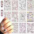 Cartoon Nail Art Stickers, 3D Self-Adhesive Cute Cartoon Nail Decals Designer Nail Stickers for Women DIY Nails Design Foil Decals for Acrylic Nails Decoration Supplies 12 Sheets