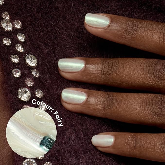 Manucurist Green Flash LED Holographic Pearly White Gel Nail Polish Fairy - Vegan, 12-Free, Plant-Based - Strengthens and Protects the Nail - Gel Polish - Made in France - 0.5 fl oz