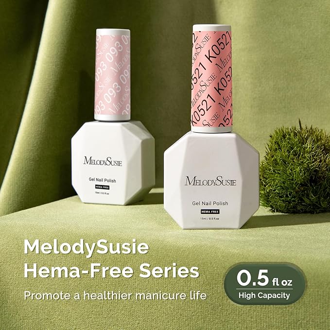 MelodySusie Hema Free Gel Nail Polish, 0.5 Fl Oz Thick Light Orange Pink Gel Polish, Non-Toxic, Long Lasting, Soak Off UV Nail Polish, Manicure Nail Design Salon DIY Nail Art at Home K0521