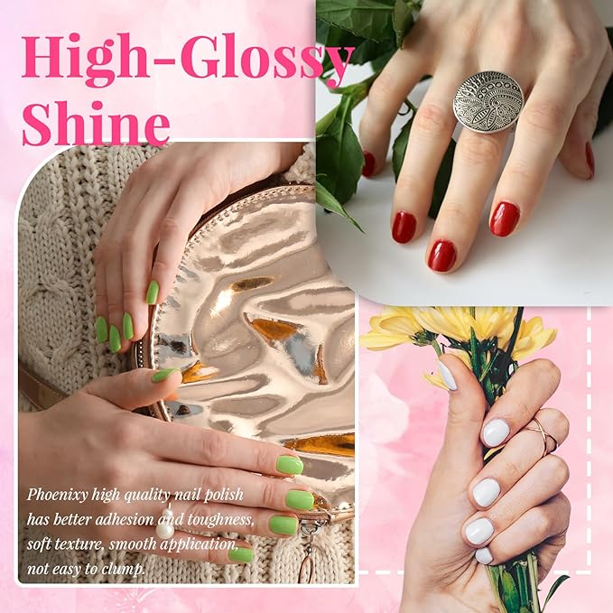 phoenixy 40 PCS Gel Nail Polish Kit, 36 Colors Gel Nail Polish Set with Base Top Coat Pink Blue Red at Home Nail Kit Christmas Gifts for Women