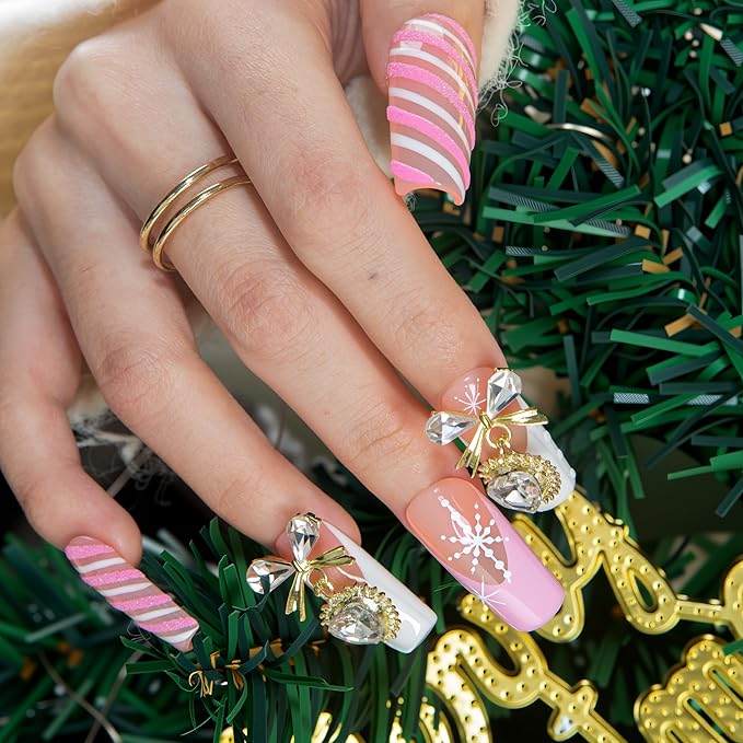 LOVFUL Short French Tip Press on Nails Pink Frost | Handmade Acrylic Press ons| Reusable Fake False Nails | Square Classic Regular 1.3in | H676-S