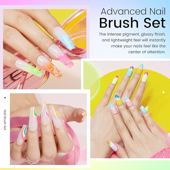AIJIMEI Gel Polishing Nail Liner Brush 5pcs Of Painting Art Nail Liner Brush Outline Beautiful Patterns.
