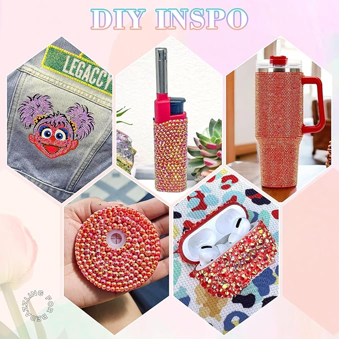 30000Pcs Resin Rhinestones for Bedazzling with B7000 Jewelry Glue, Red AB Flatback Gems Rhinestones for Crafting, Clothing Tumblers Mugs Shoes Fabric Decor Nail Art